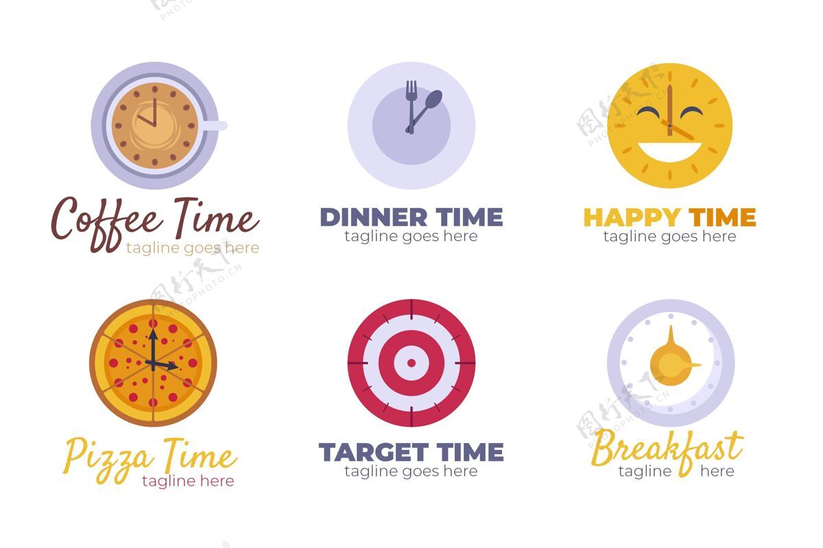 企业平时间标志收集时钟标识企业标识品牌