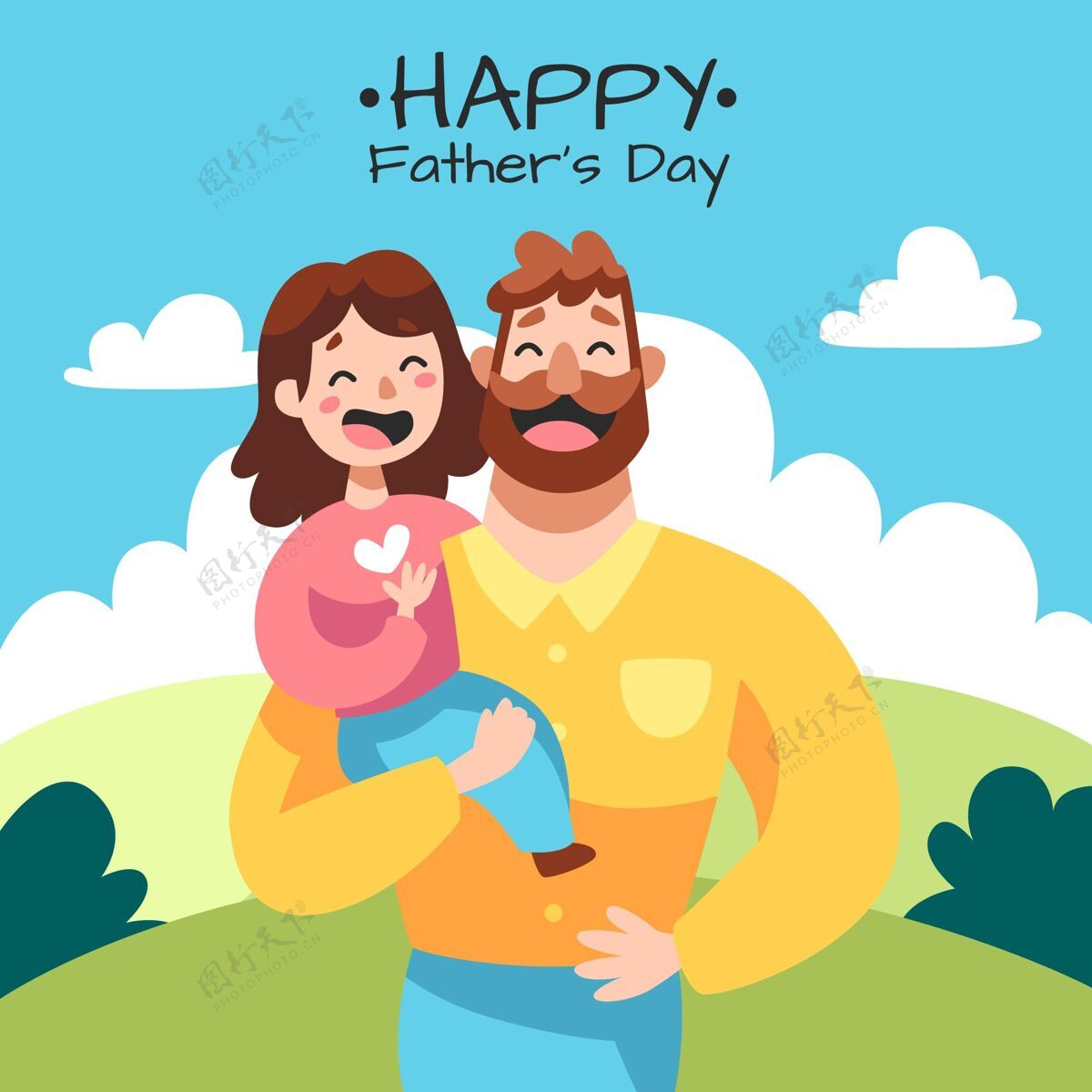 男性手绘父亲节插图为人父母男人父亲