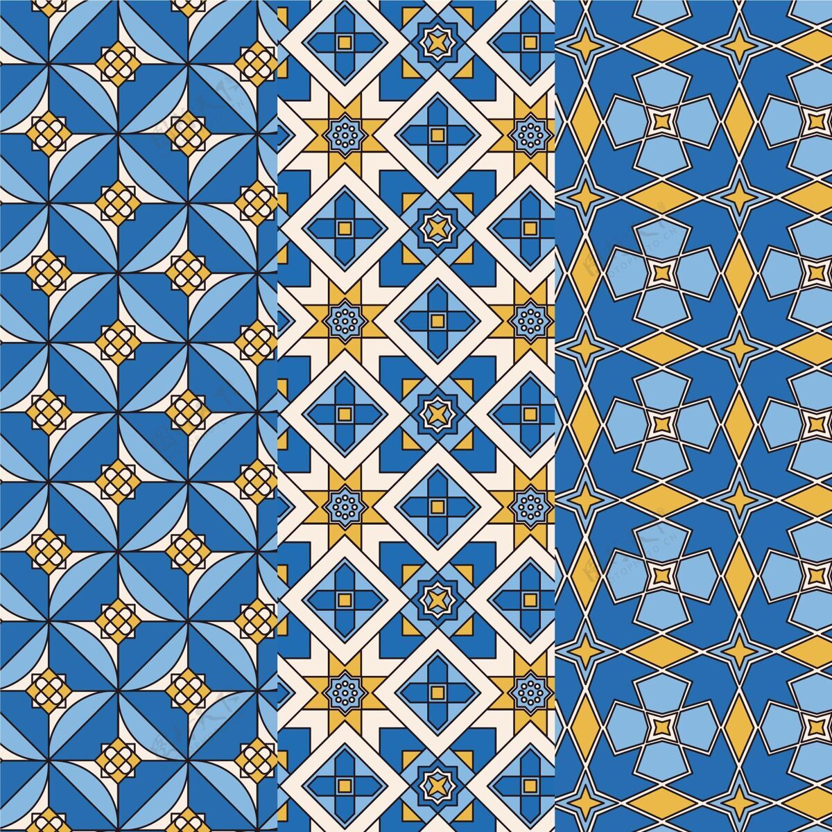 几何平面装饰阿拉伯模式集图案收藏装饰