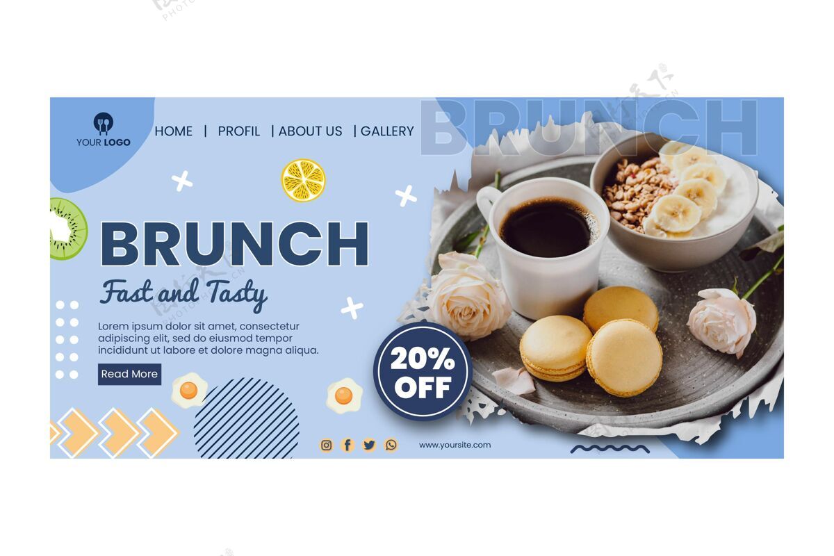 网页模板早午餐登录页模板与照片营养早午餐厨房