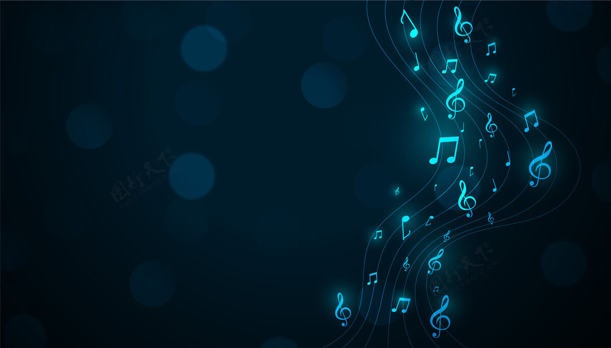 声音发光的音乐五角星背景与声音笔记合唱团歌曲抽象