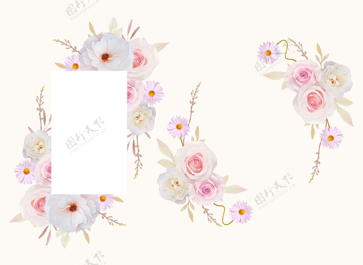 优雅美丽的水彩玫瑰花架水彩套装画框