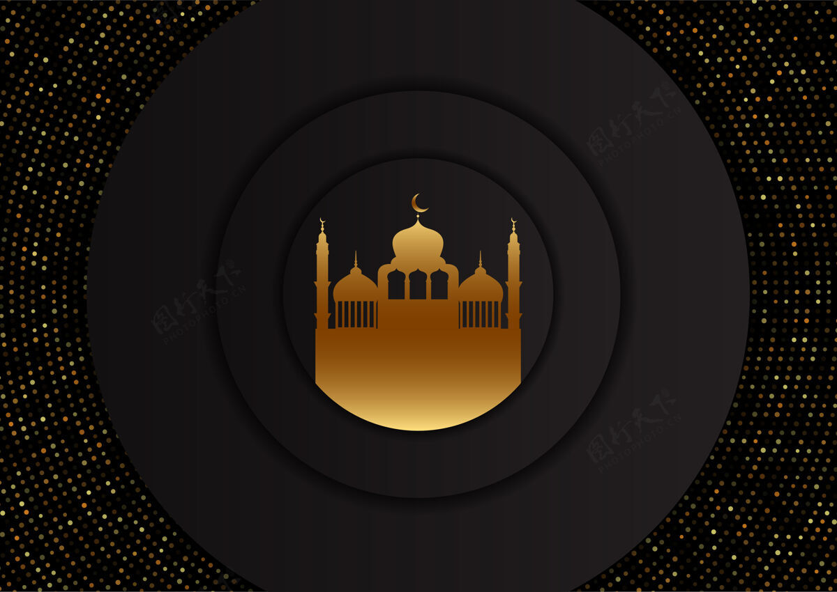 宗教阿拉伯背景 金色清真寺设计剪影清真寺背景