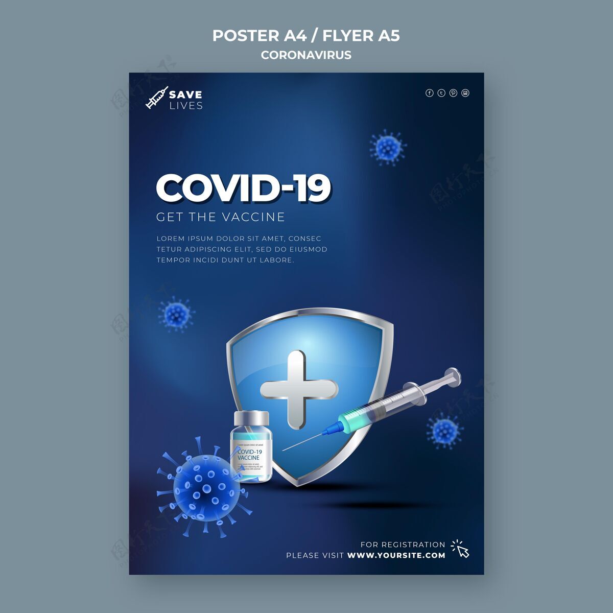 大流行Covid19海报模板医疗保健预防保护