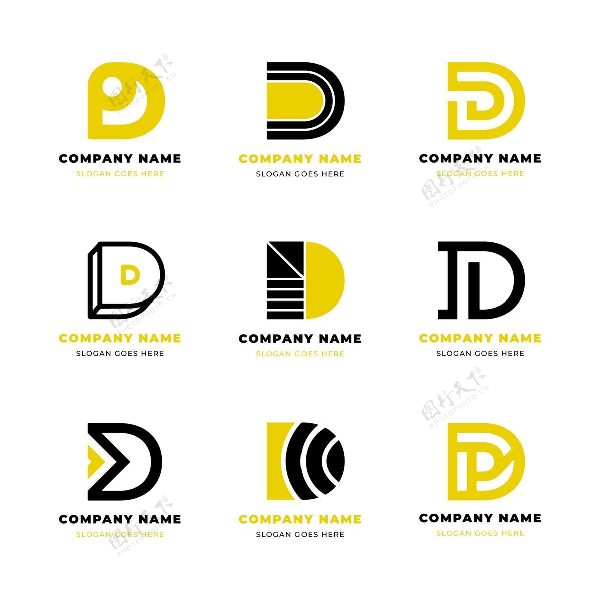 Corporate平面设计不同的d标志集标识D标识企业标识