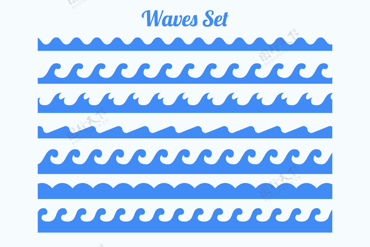 冲浪海浪图案边框七件套线涟漪运动