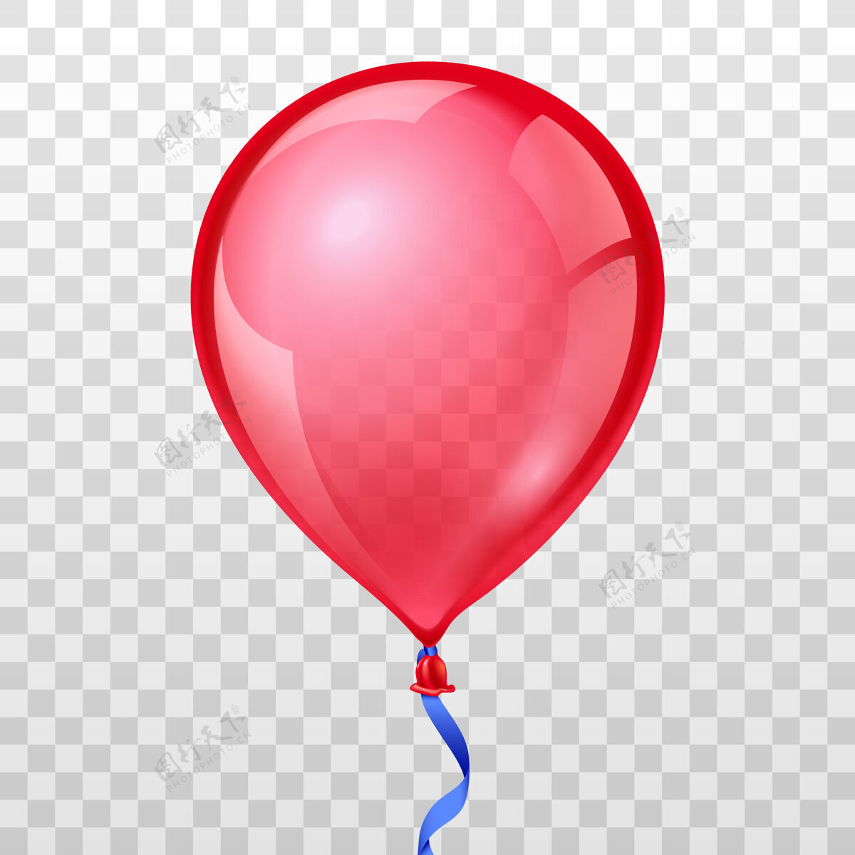 气球透明背景上的真实红色气球聚会美丽闪亮