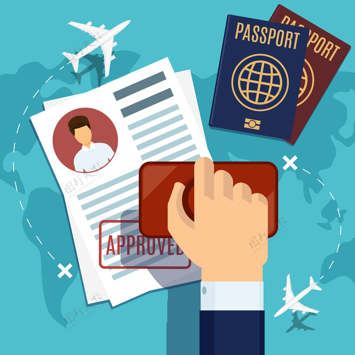 证书签证盖章说明印章旅程移民