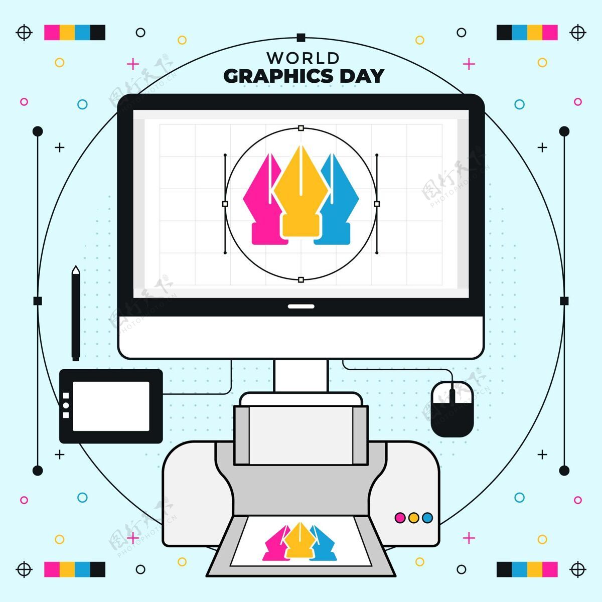 通信设计平面世界图形日插图4月27日全球世界图形日
