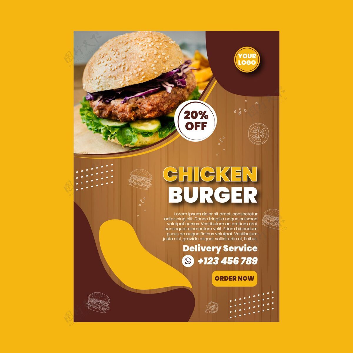 美味美国食品海报模板印刷模板美国食品快餐