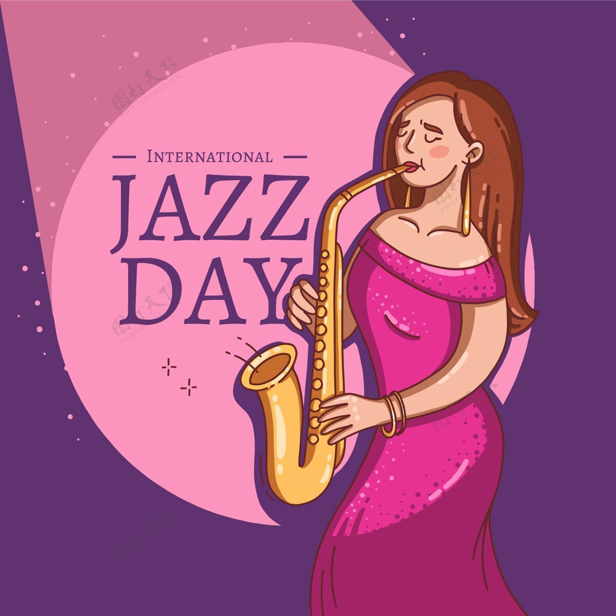 活动手绘国际爵士日插画国际爵士乐日爵士乐声音