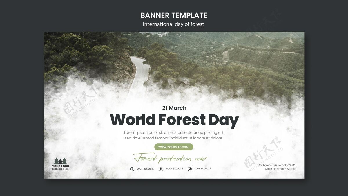 国际世界森林日横幅模板横向树木全球