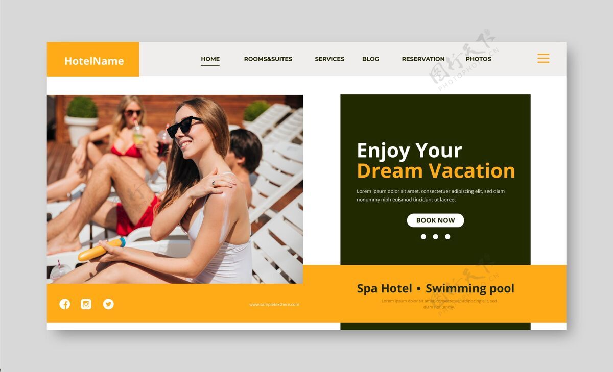 度假村现代酒店登录页模板与照片登录页酒店旅游