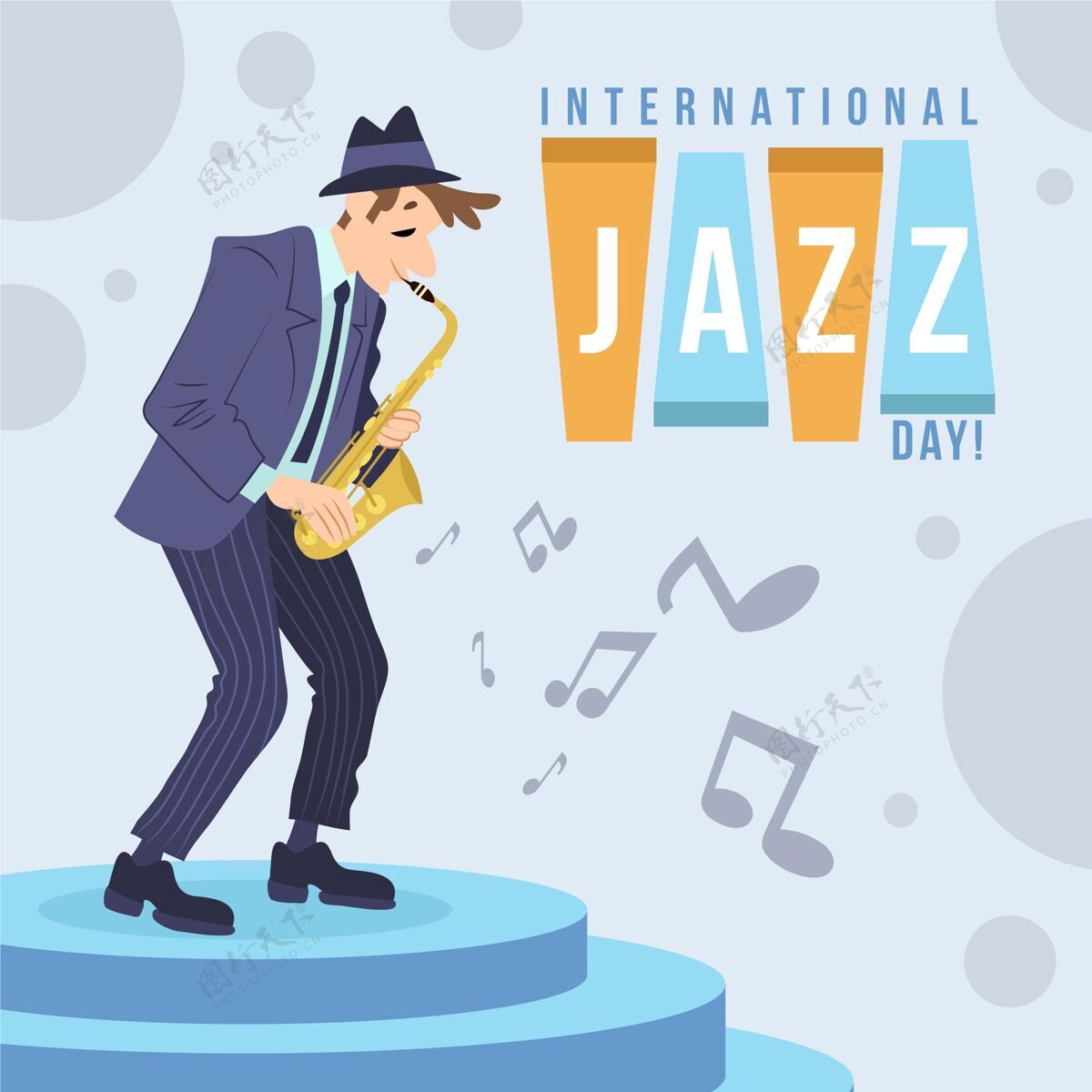 国际爵士乐日手绘国际爵士日插画手绘节日爵士乐