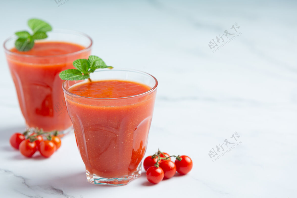 农产品新鲜番茄汁准备好了味道液体蔬菜