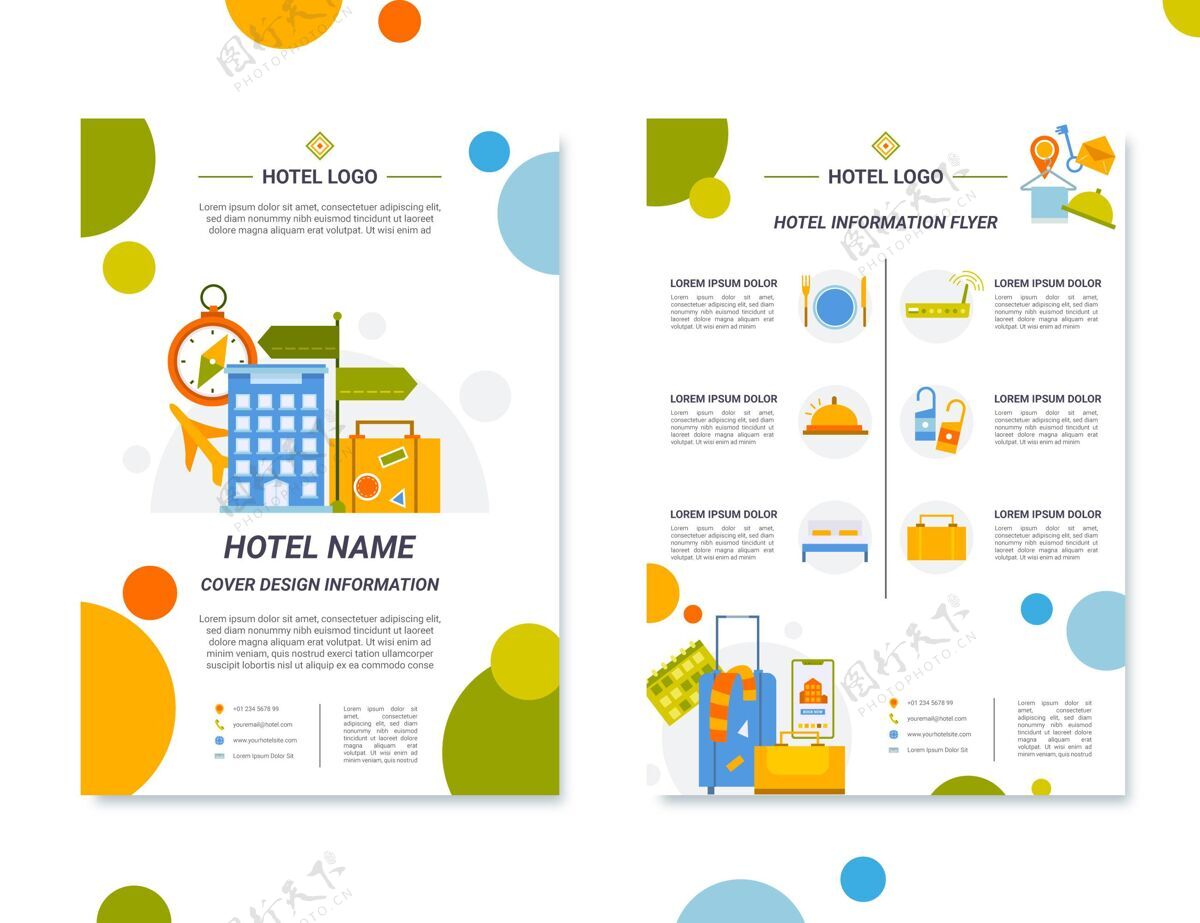 传单平面设计酒店信息传单模板旅游信息房间