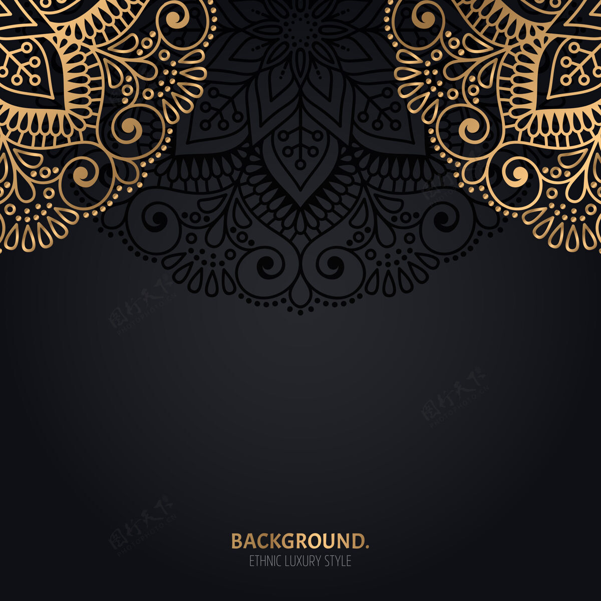 框架伊斯兰黑色背景 金色曼荼罗装饰圆圈古董伊斯兰