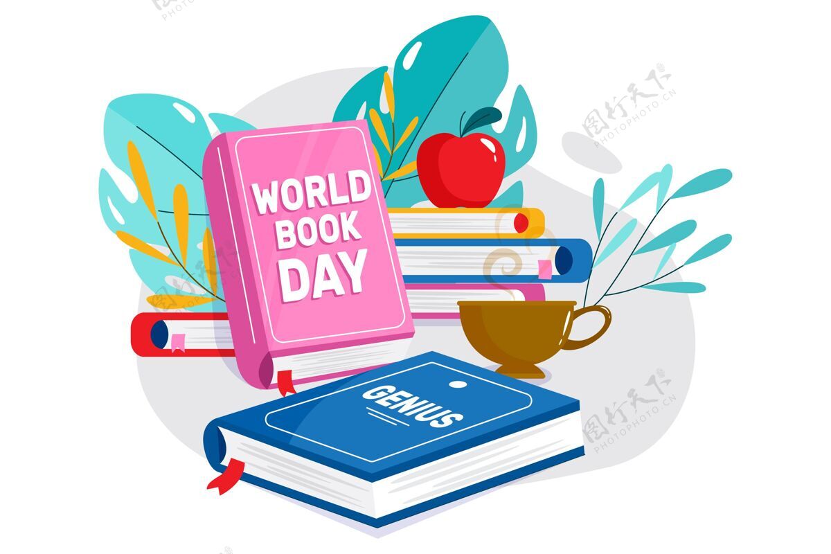 国际平面世界图书日插画世界图书和版权日活动故事