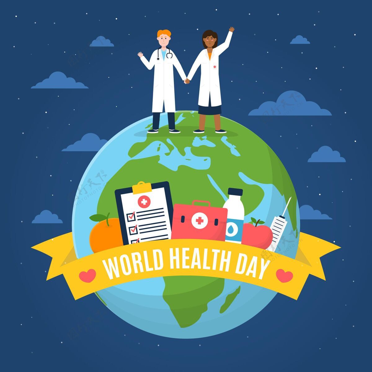 健康世界卫生日插图医疗活动世界卫生日