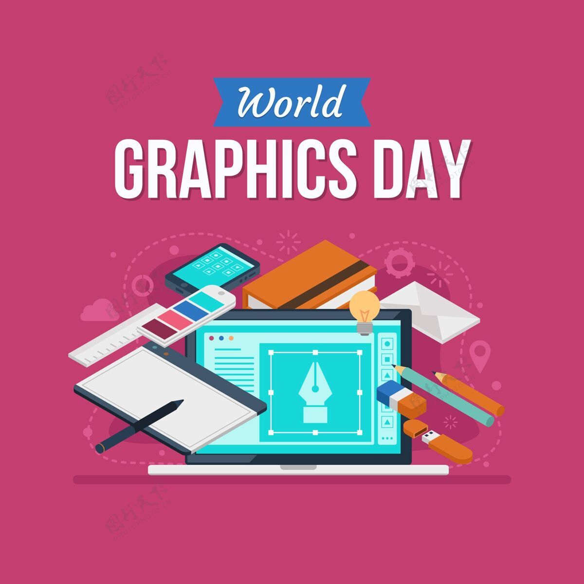 插图平面世界图形日插图平面平面设计师世界传播设计日