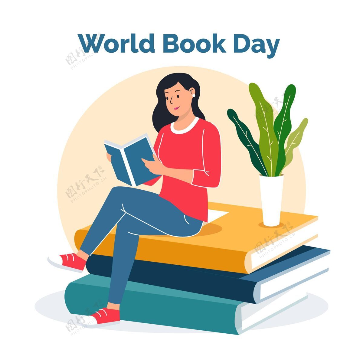 国际手绘世界图书日插图小说阅读书籍