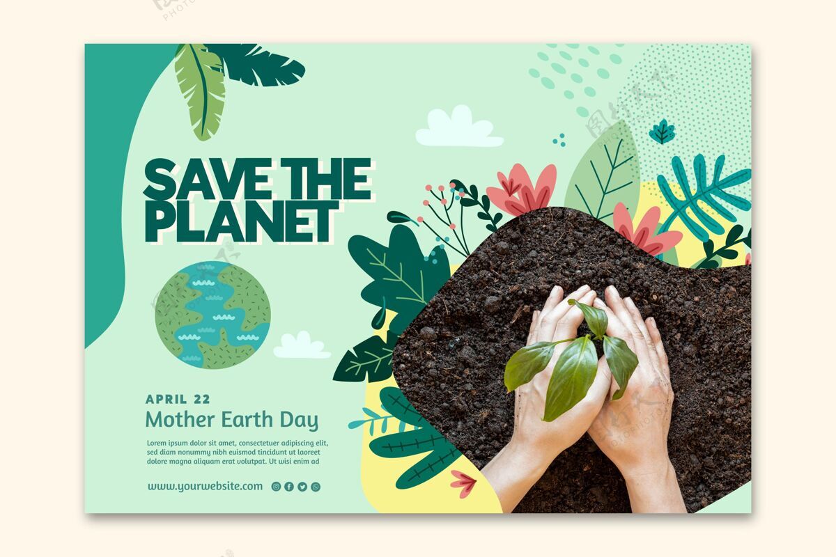 全球变暖地球母亲节庆祝横幅模板地球母亲节地球母亲节地球母亲节