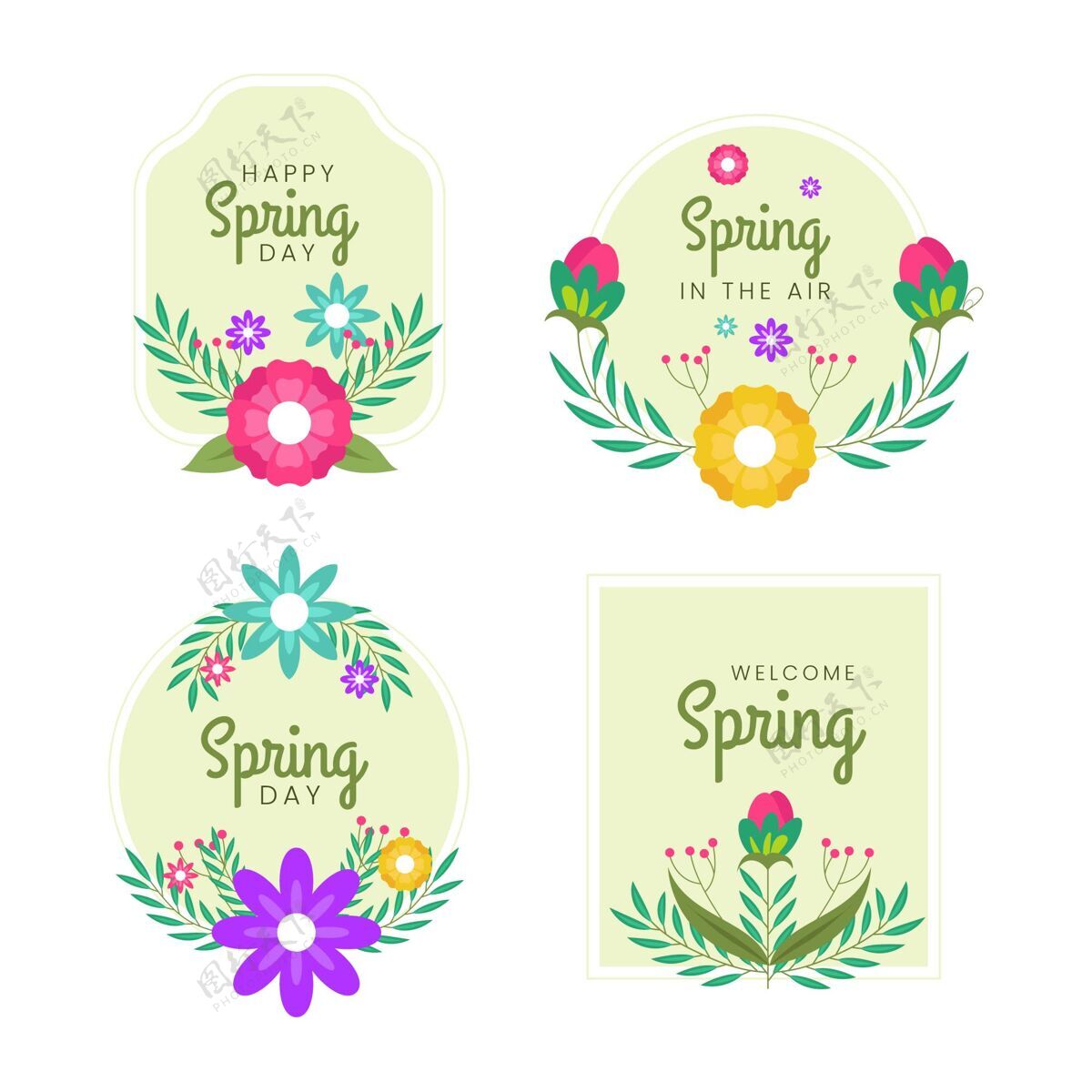 标签模板春季标签系列春天的时间春天收集