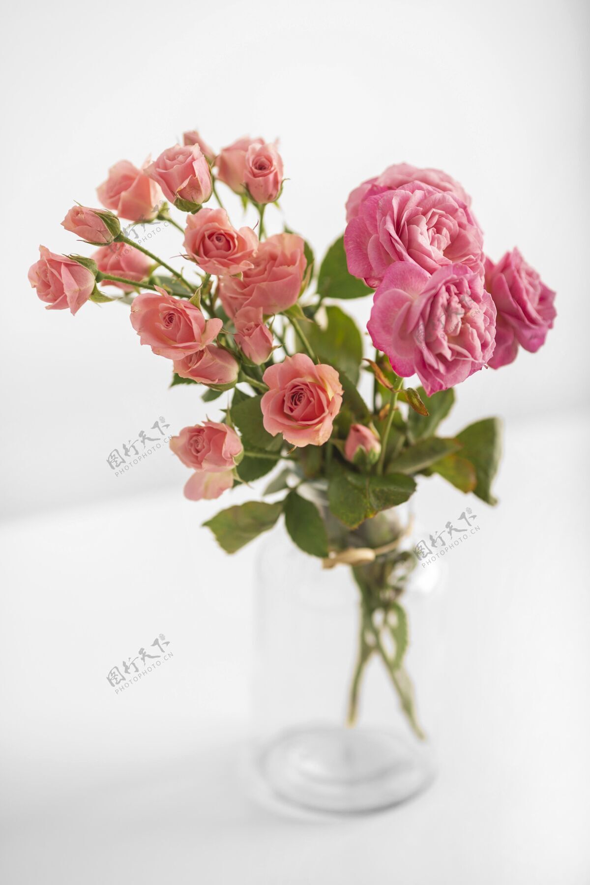 春天的时间桌上放着玫瑰花的花瓶春天花瓣花朵