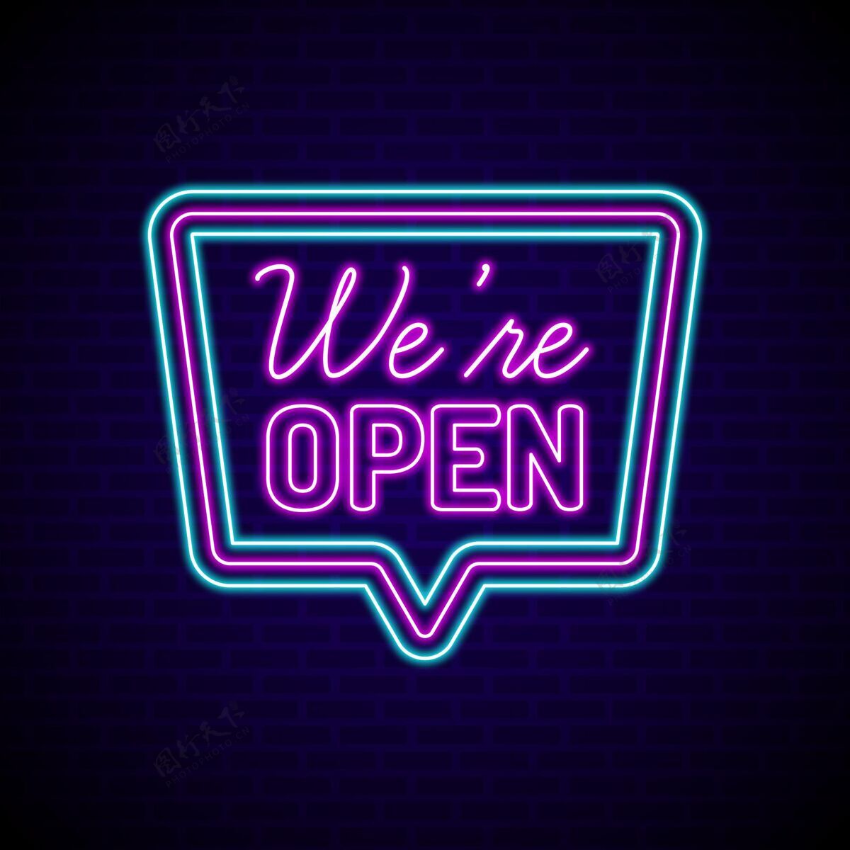 我们是开放的闪烁的霓虹灯我们是开放的标志文字信息商业