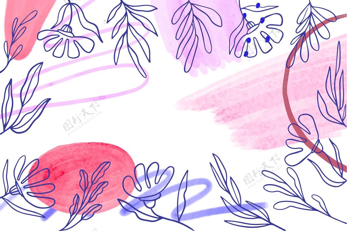 手绘水彩背景与手绘元素花卉元素水彩