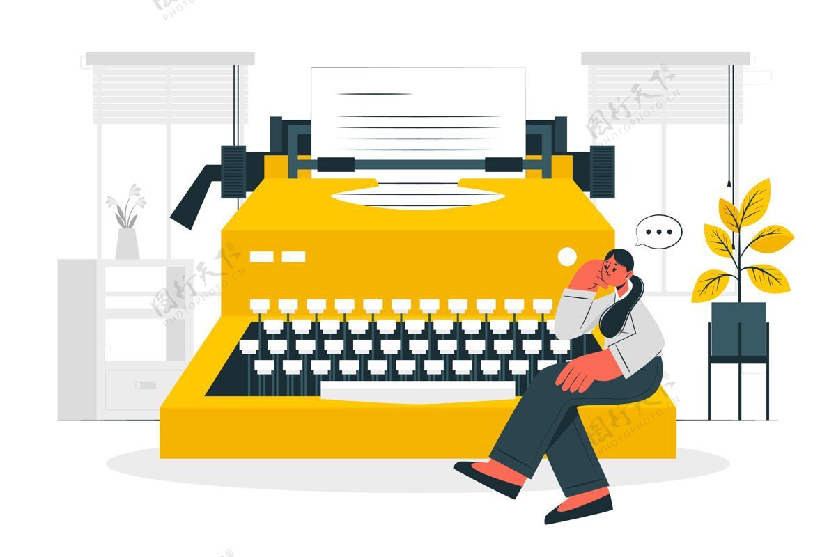 机器打字机概念图创意写作灵感