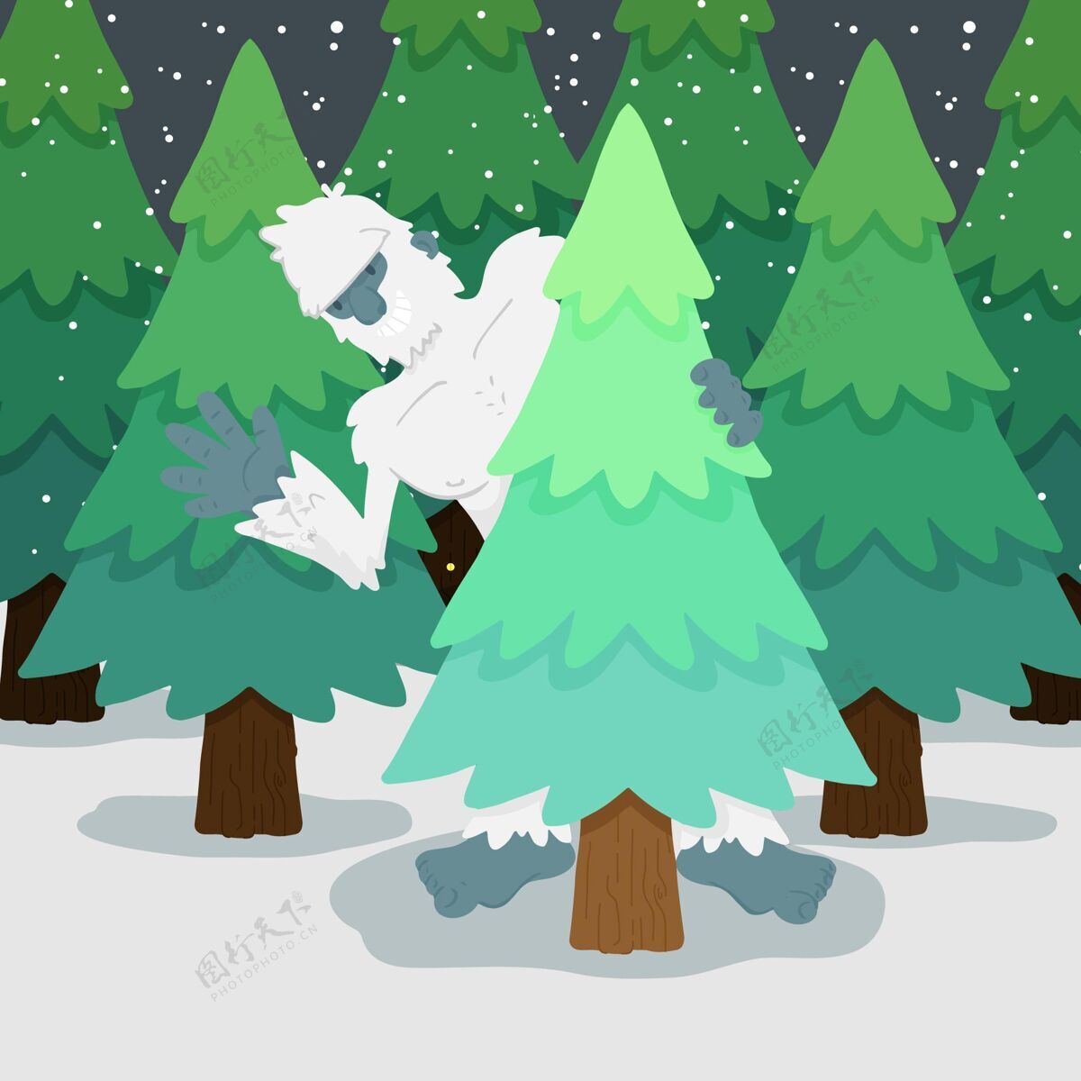 隐藏手绘雪人可恶雪人插图雪人人物插图