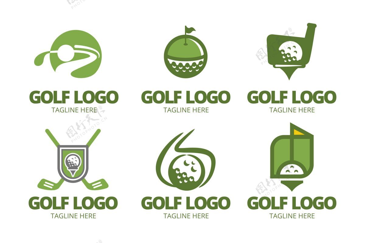 标志高尔夫标志收集在平面设计游戏设置标志