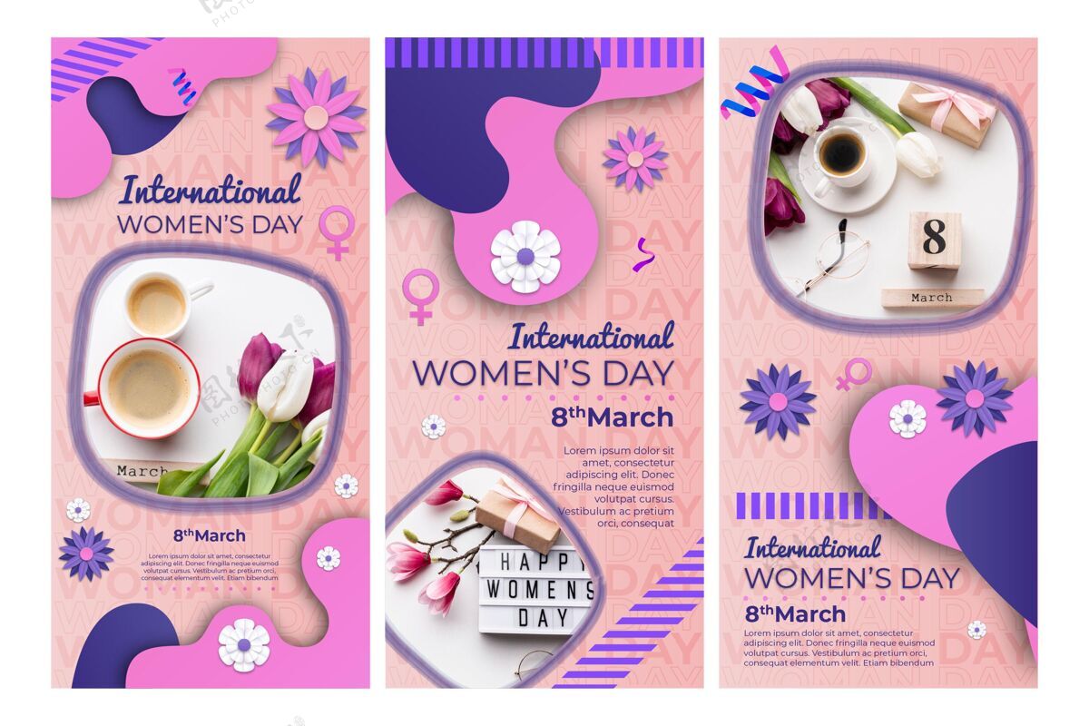 妇女和女孩节国际妇女节instagram故事集妇女节模板设置