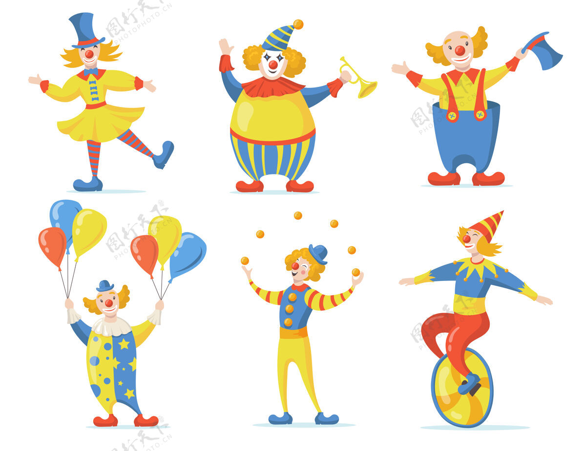 杂技可爱的小丑集市舞蹈气球