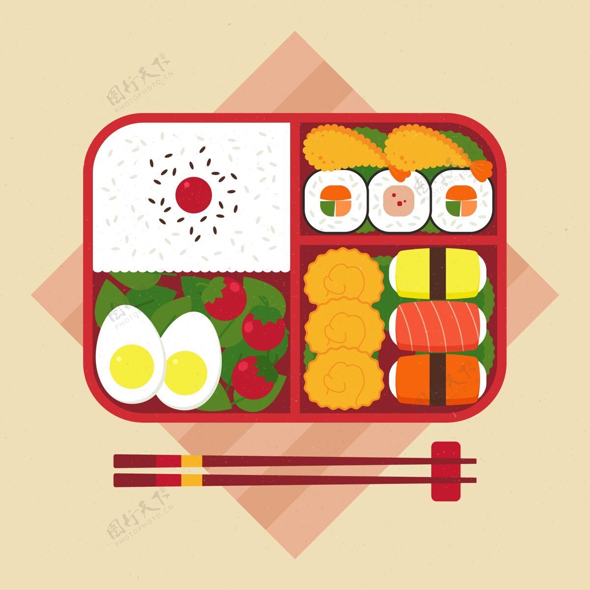 容器几何便当盒插图容器日本菜肴