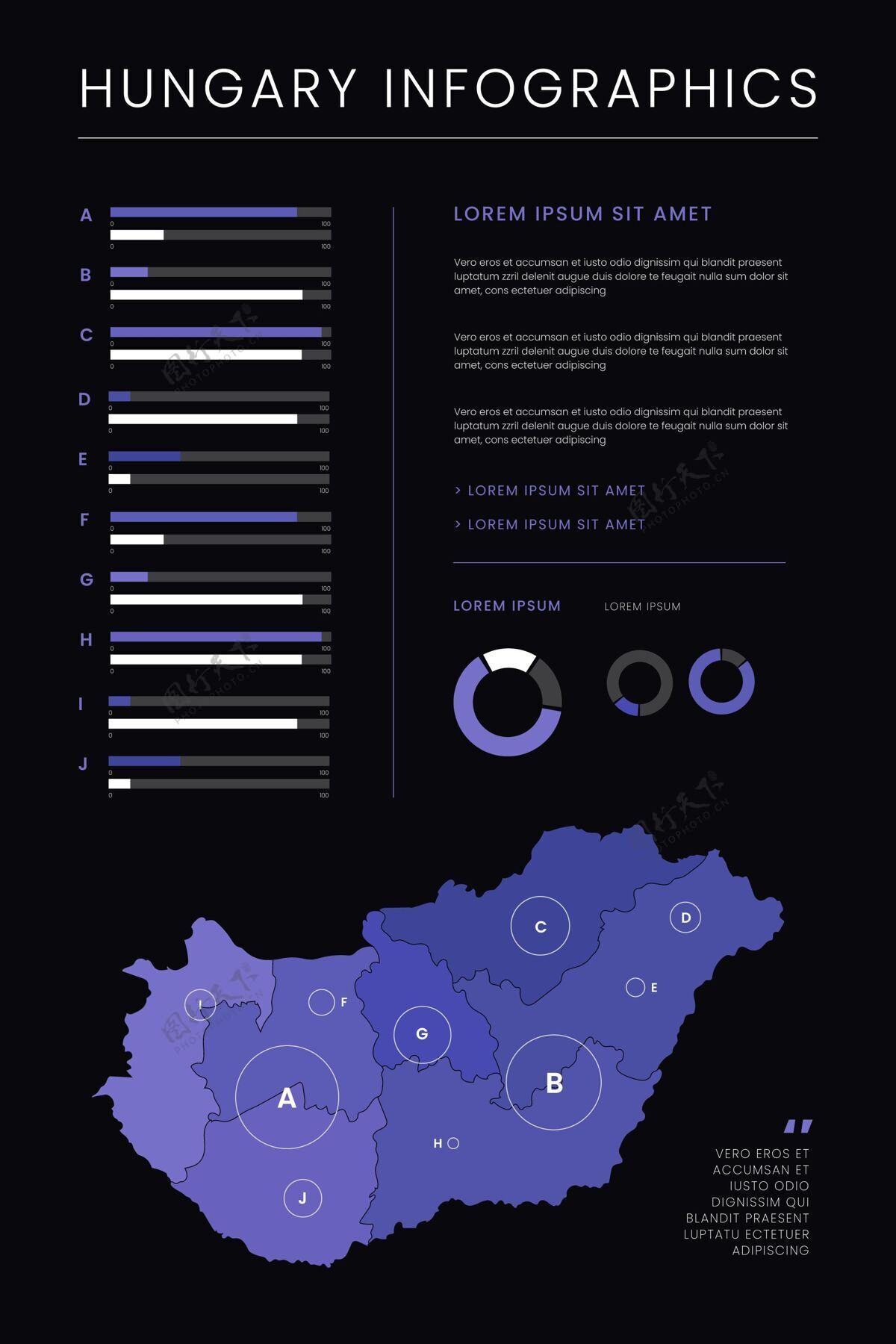 分析平面匈牙利地图信息图统计地图匈牙利