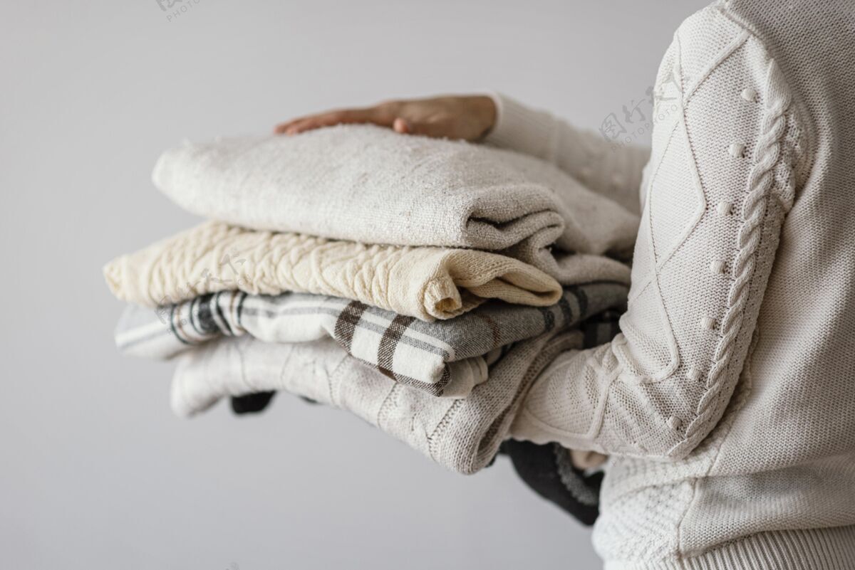 冬天针织毛毯特写房子针织品编织