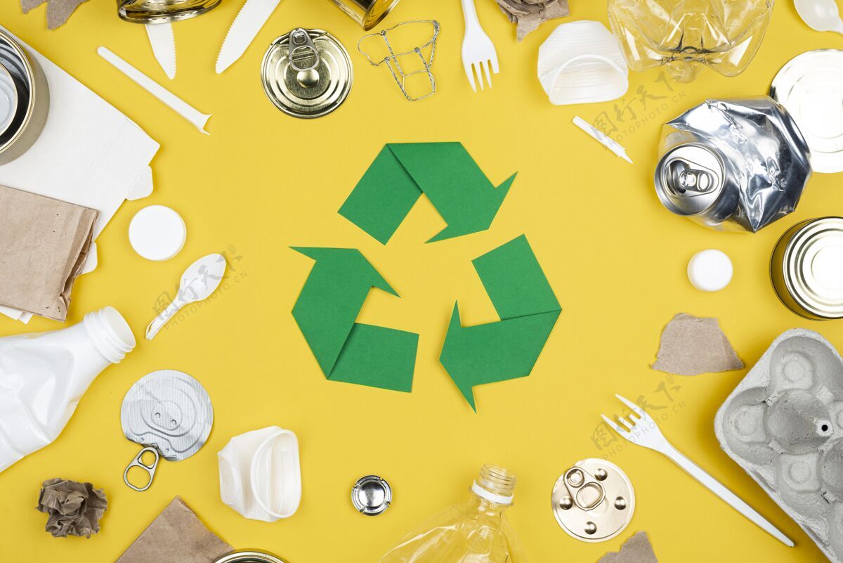 纸袋回收概念俯视图包装再生纸回收