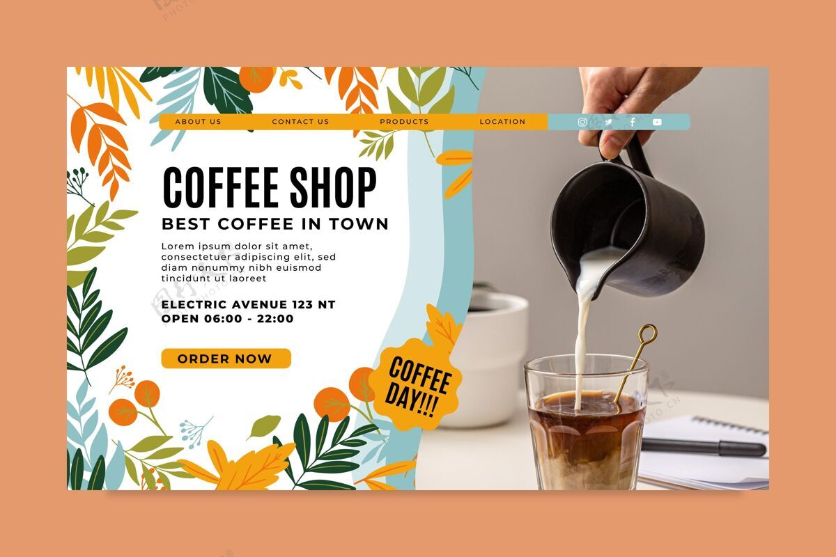 网页模板咖啡店登录页热饮料饮料咖啡因