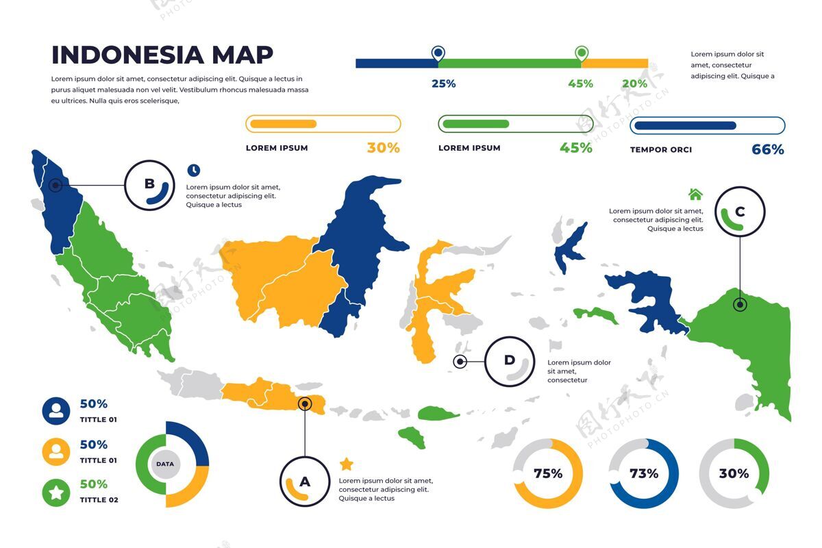 图形线性印尼地图信息图图表信息信息图