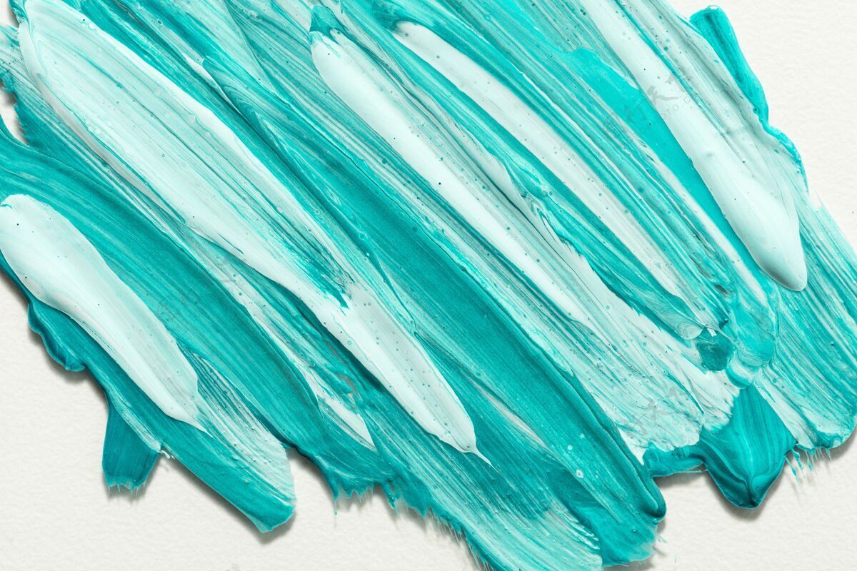 颜料顶视图的创意绘画笔触上表面光滑度蓝色粘稠度
