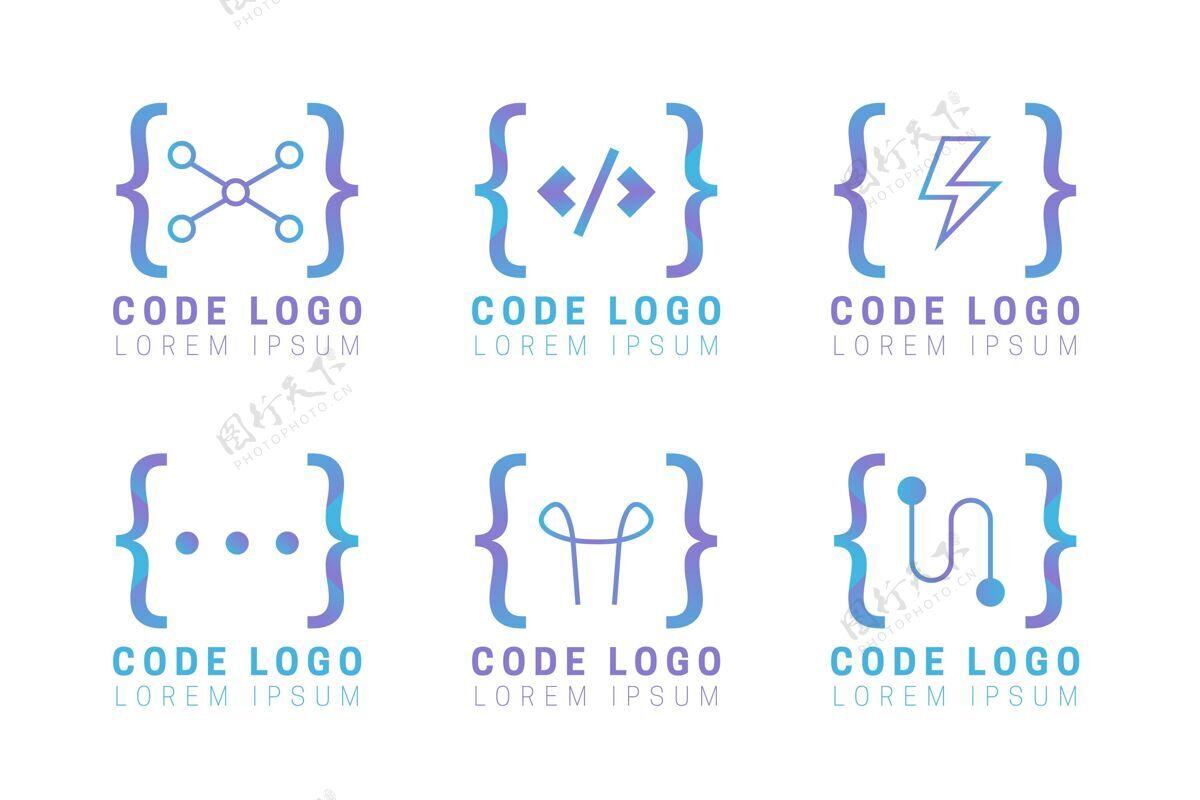 编码平面设计代码标志集品牌设置标志