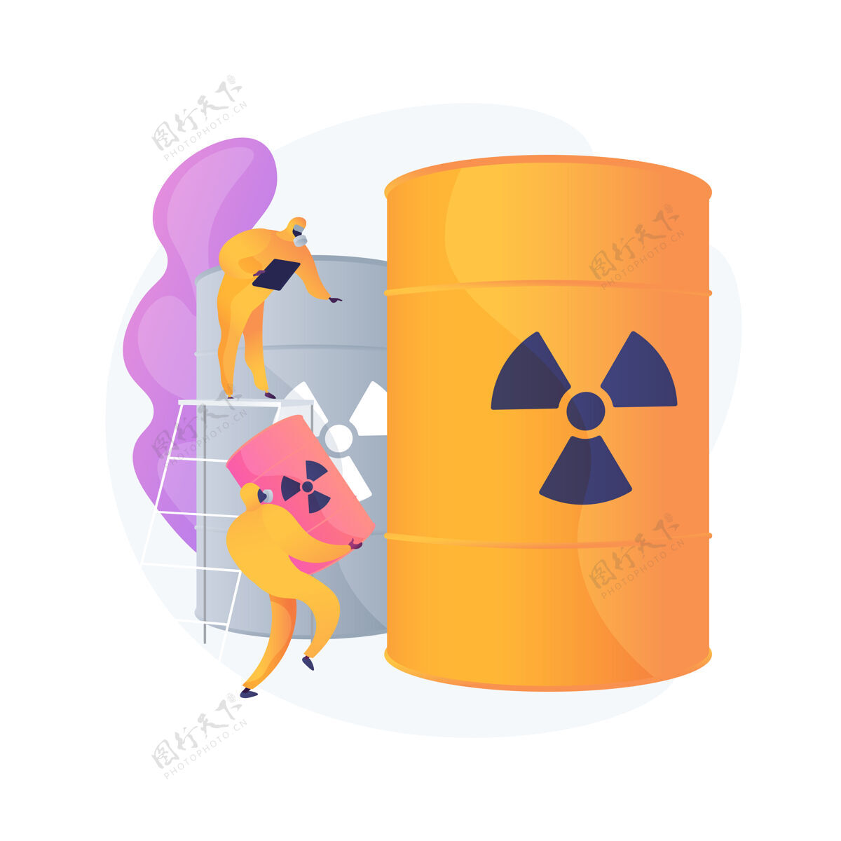 灾难放射性桶穿生物武器防护服的人化学产品有毒物质 有毒桶 核危险警告辐射污染