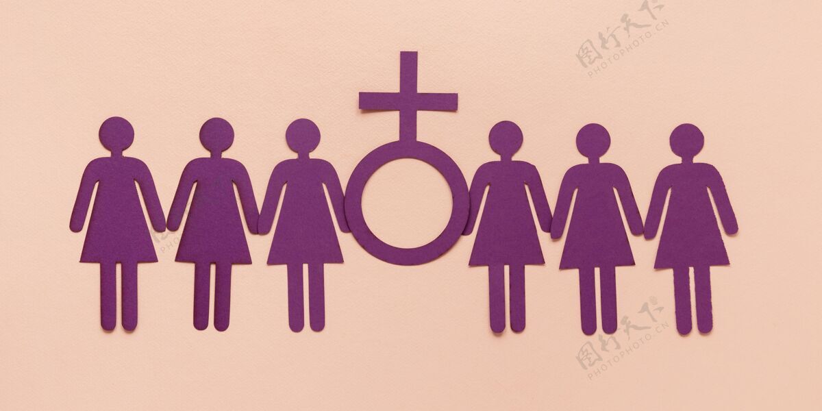 水平妇女节女性标志纸妇女顶视图庆祝3月8日平等