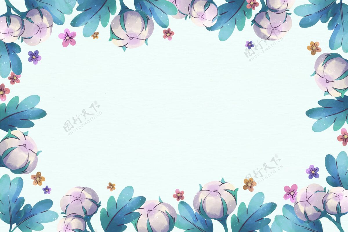 花复制空间粉彩蓝色花卉背景花美丽框架