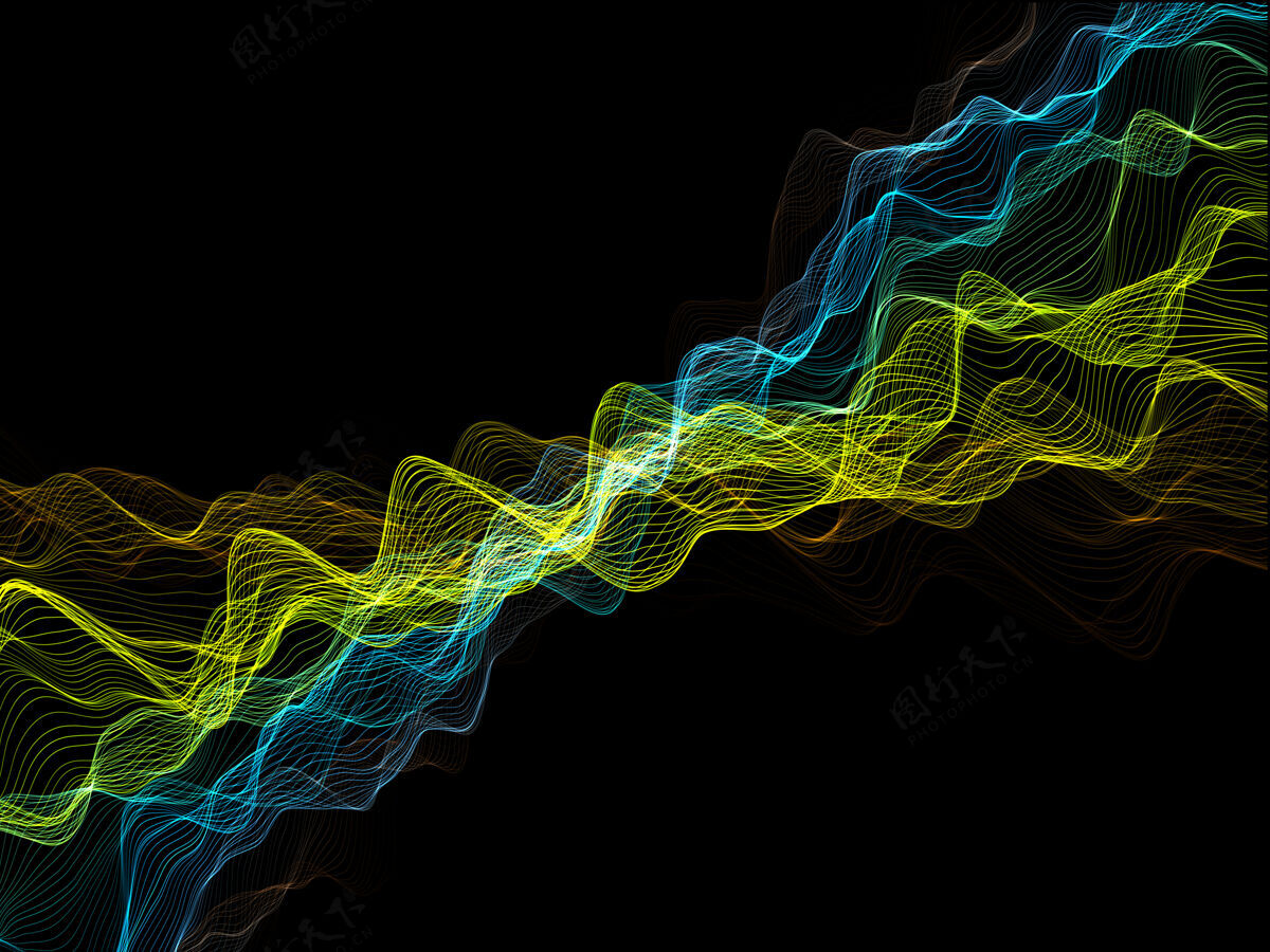 抽象一个抽象的三维渲染与运动声波设计线框技术移动