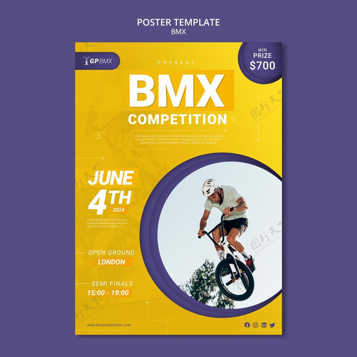 运动Bmx概念海报模板自行车网页模板模板