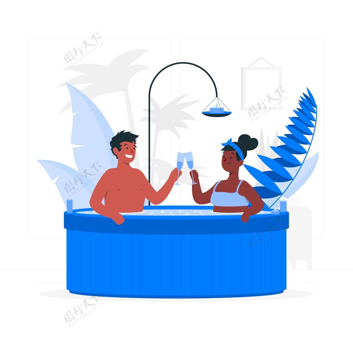 人按摩浴缸里的情侣？概念图爱健康夫妻