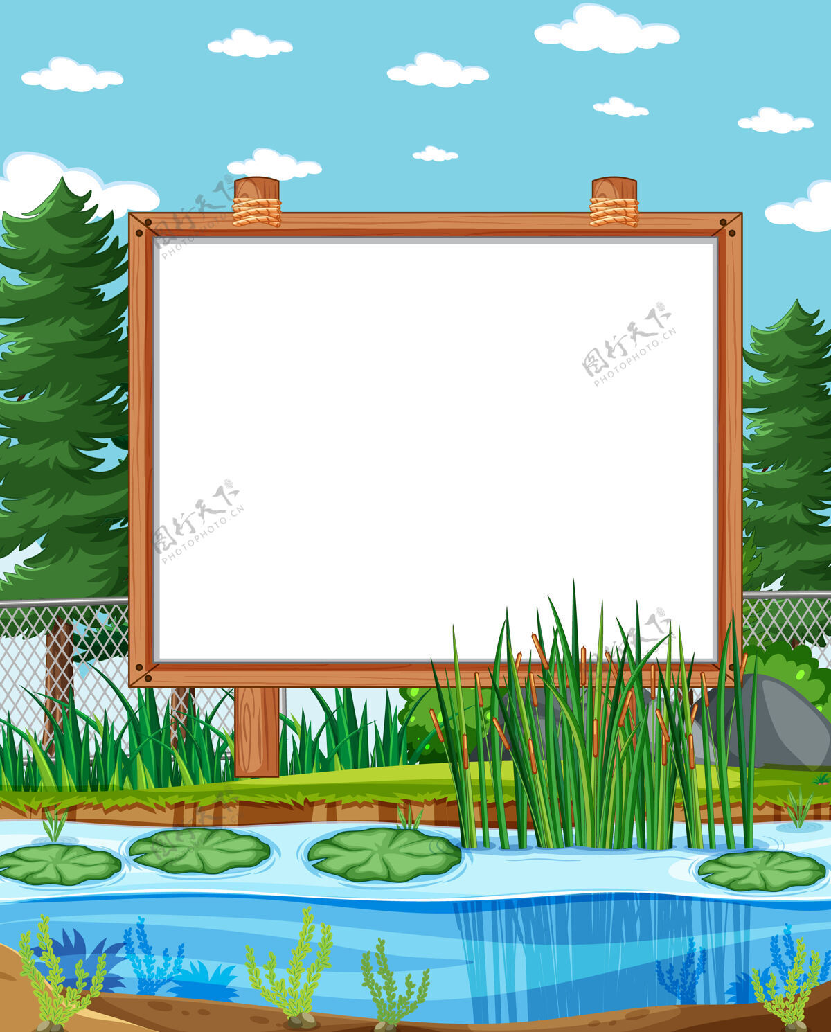 框架空白板在自然公园风景景观风景框架